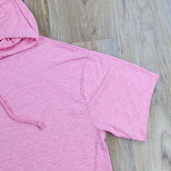 🔹️RBX Pink Oversized Cropped Athletic Short Sleeve Hooded Top Medium - Picture 5 of 8